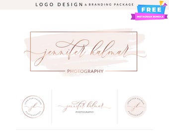 Rose Gold Logo Design: Blush Feminine Branding Kit