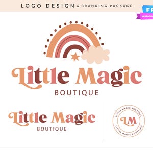 Kit de marca con logotipo bohemio: logotipo femenino y cálido para floristerías, negocios artesanales, fabricantes de jabón y emprendedores espirituales.