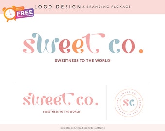 Modern Boho Logo, Bright Logo Branding Set , Colorful Vintage Hippie Brand Design, Rainbow Branding, Retro Serif Font Feminine Text Logo