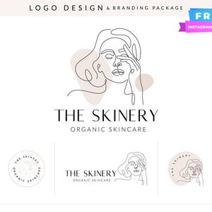 Feminine Line Art Logo: Abstract Face Branding for Beauty Studios