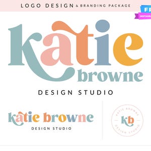 Benutzerdefiniertes Branding, Boho Branding Kit, Boho Retro Logo, Text Logo Vintage Brand Design, Hippie Modernes Shop Logo, Vintage Branding - KB030