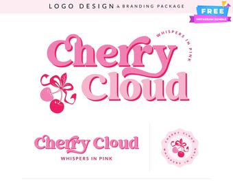 Kit de marca con logotipo rosa retro: diseño vintage elegante, plantillas de Instagram