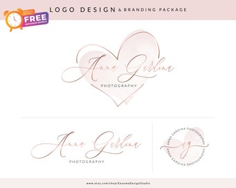 Beauty Logo Design Branding Package, Premade Modern Logo, Script Initials, Photography Watermarks, Signature Calligraphy Logo, Custom Logo