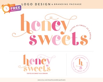 Boho Logo Design, Colorful Logo, Bright Modern Logos, Small Business Logo, Podcast Logo, Branding Kit, Retro Logo Design