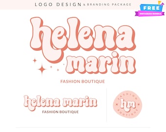 Diseño de logotipo de boutique retro: un elegante kit de marca para estilistas