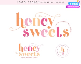Kit de logotipo prediseñado en rosa intenso y dorado: una marca femenina y elegante