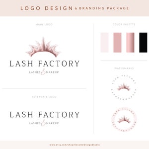 Rose Gold and Black Logo Design, Beauty Lash Logo for Salon and Makeup Artist, Brow Bar Glitter Branding Kit Package With Logo Watermark