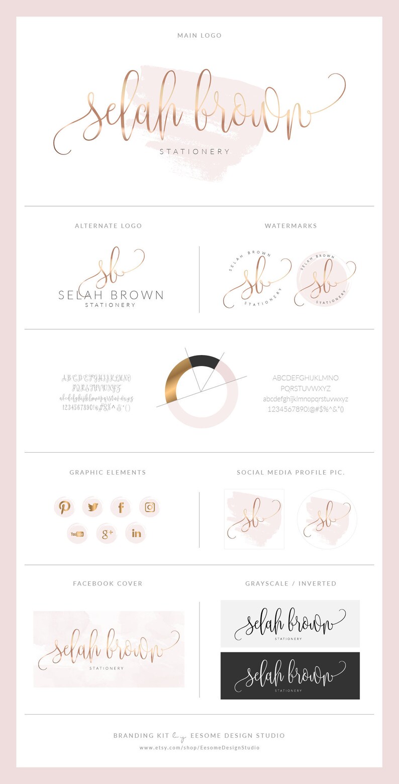 Blush Pink And Gold Logo Design Brand Kit Photography Logo Etsy