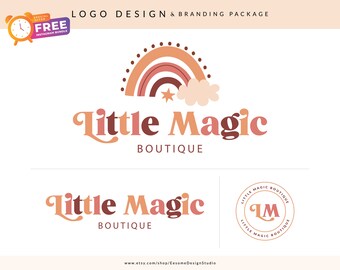 Rainbow Branding Kit, Rainbow Logo Design, Kids Logo, Whimsical Logo, Cute Logo, Colorful Logo, Fun Logo, Kids Logo, Custom Boutique Logo