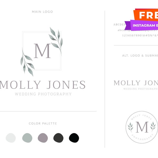 Logo Branding Kit, Mini Branding Kit, Logo design, Premade logo, Watermark logo, Photography Logo, Logo, Branding Package, Leaf Logo