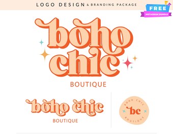 Custom Boho Logo Branding Kit: Instagram Templates & Watermarks