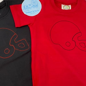 Boys Football helmet Shirt, Football Embroidery, boys football shirt,  Boy Birthday Shirt, Boys fall football shirt, boys fall shirt