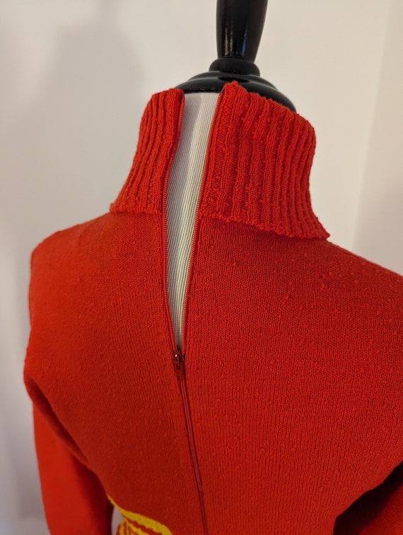 Red and Yellow Sweater Dress 70's Vintage - New O… - image 3