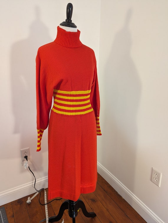 Red and Yellow Sweater Dress 70's Vintage - New O… - image 1