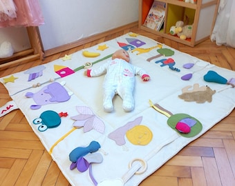 Sensory Baby Play Mat | Montessori Soft Activity Blanket for Babies & Toddlers | Fine Motor Skills Rug