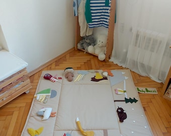 Sensory Baby Play Mat | Montessori Soft Activity Blanket for Babies & Toddlers | Fine Motor Skills Rug