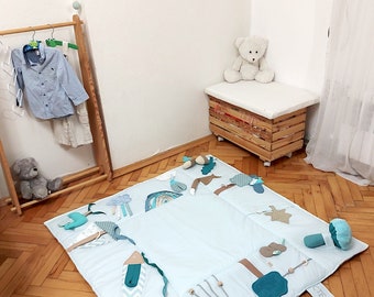 Sensory Baby Play Mat | Montessori Soft Activity Blanket for Babies & Toddlers | Fine Motor Skills Rug