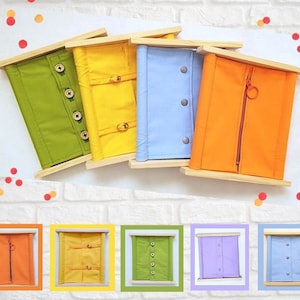 LOT 4 frames Montessori Dressing Frames Practical Life- Buttons Snaps Velcro Buckles Zipper - Toddler Preschool Learning Homeschool Class