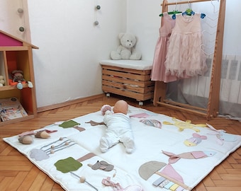 Sensory Baby Play Mat | Montessori Soft Activity Blanket for Babies & Toddlers | Fine Motor Skills Rug