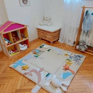 Coperta sensoriale morbida per bambini, giocattolo per attività per bambini per lo sviluppo delle capacità motorie fini, tappetino antistress per bambini, tappetino da gioco per bambini, tappetino da gioco per bambini piccoli e bambini, oceano