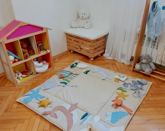 Sensory Baby Play Mat | Montessori Soft Activity Blanket for Babies & Toddlers | Fine Motor Skills Rug
