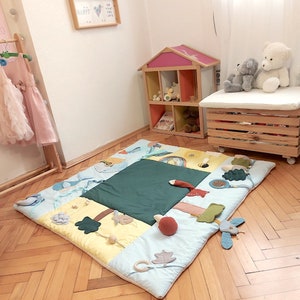 Weiche sensorische Babydecke, Baby-Aktivitätsspielzeug für die Entwicklung der Feinmotorik, Baby-Fidget-Matte, Babyspielmatte, Kleinkind- und Kinderspielmatte