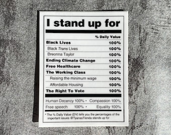 I stand for...sticker / Social justice sticker / Protest sticker / black lives matter / activism / decal / laptop decal