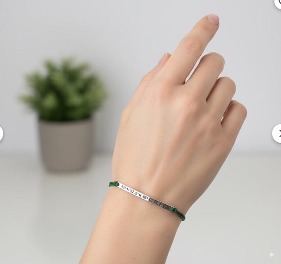 Coordinates Bracelet - Stainless Steel - Personalized - GPS- Special Location bracelet - Longitude Latitude- Adjustable Knot