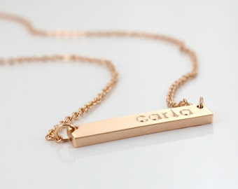 Gold Plated Name Necklace - Bar Pendant - Personalized Gift - Bridesmaid Gift - Gold / Rose Gold/ White Gold - Gift for her