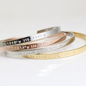 Coordinates Cuff Bracelet - GPS -longitude latitude - Location  Jewelry - Family Gift - Couple's Gift - Home Coordinates