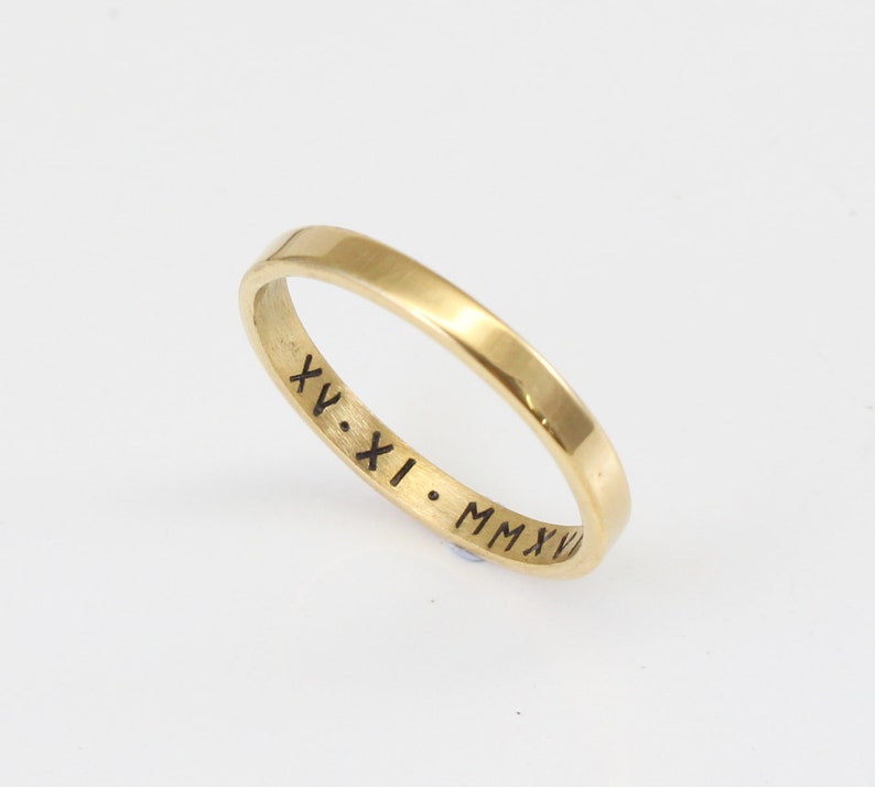 Stainless Steel Gold Ring, Rose Gold, Silver, Custom Engraving, Roman Numeral, Ring for Teen Girls, Women, Men's Ring image 2