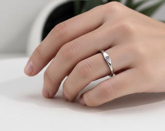 Personalized Initial Ring: 18K Gold Plated Stainless Steel Stackable Band