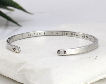 Bridesmaid Gifts for Wedding Day, Stainless Steel Cuff Bracelet, Bridesmaid Proposal Gifts, Personalized, Silver Rose Gold, Engraved Jewelry