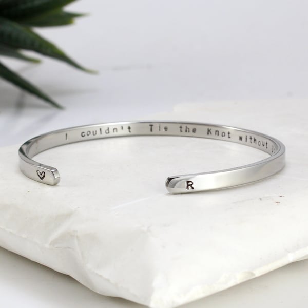 Brautjungfern Geschenke für Hochzeitstag, Edelstahl Manschettenarmband, Brautjungfern Geschenk, Personalisiert, Silber Roségold, Gravierter Schmuck