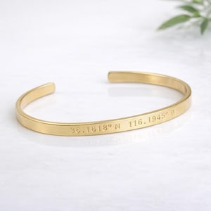 Coordinate Bracelet - Custom Engraving Cuff,  Latitude Longitude Bracelet, Location Bracelet, Couples Bracelet,GPS Coordinates Jewelry