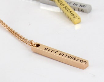 Cadeau tienervriend - ketting beste teven - gepersonaliseerd - roestvrij staal - beste vrienden - grappige sieraden - goud/roségoud/zilver - niet vervagen