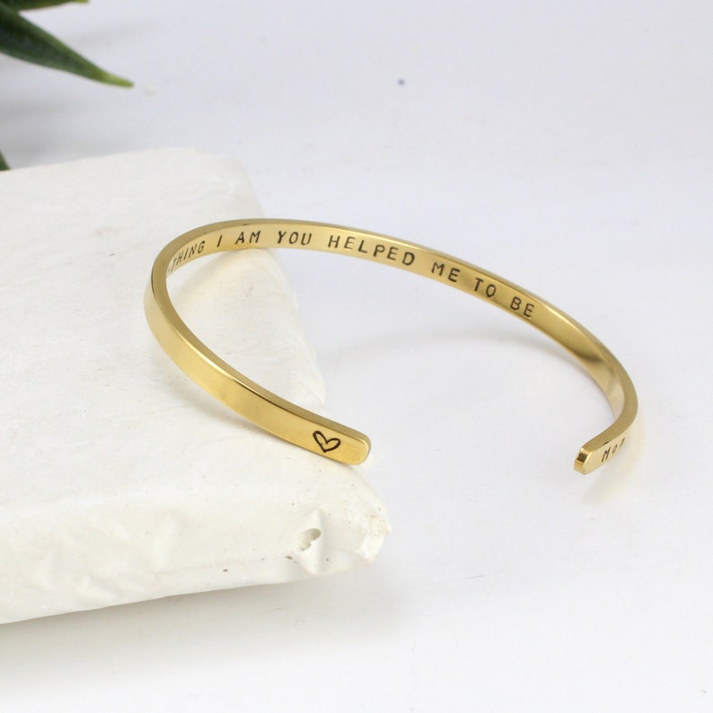 Bracelet Gift for Mom, Many Engraving Options, Stainless Steel Bangle, Mom Gift, Jewelry Cuff, Gifts for Mother of the Bride, From Daughter image 3