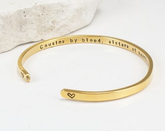 Cadeaux cousine pour femme et fille, bracelet personnalisé en acier inoxydable pour cousine, cadeau d'anniversaire de Noël, bijoux de cousine