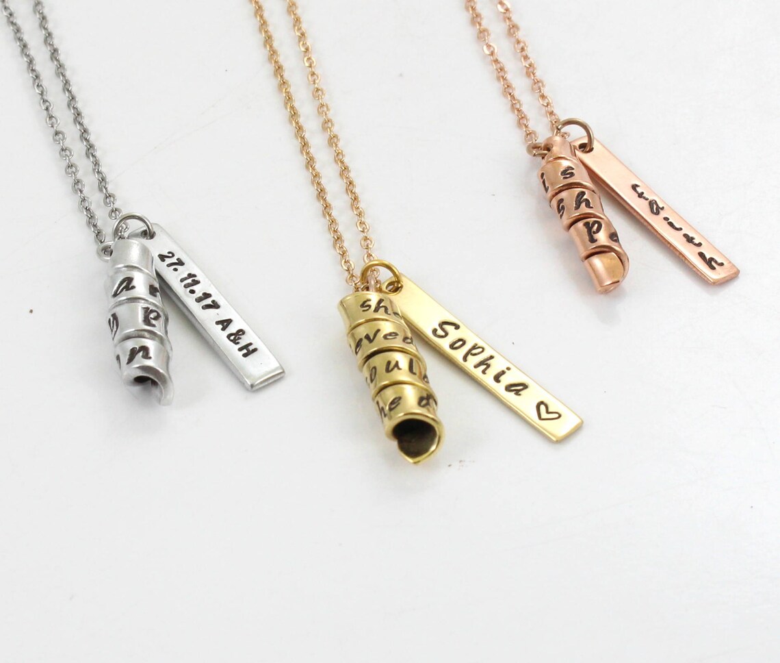 14K Gold Plated Charm Necklace Personalized Custom Name/ Etsy