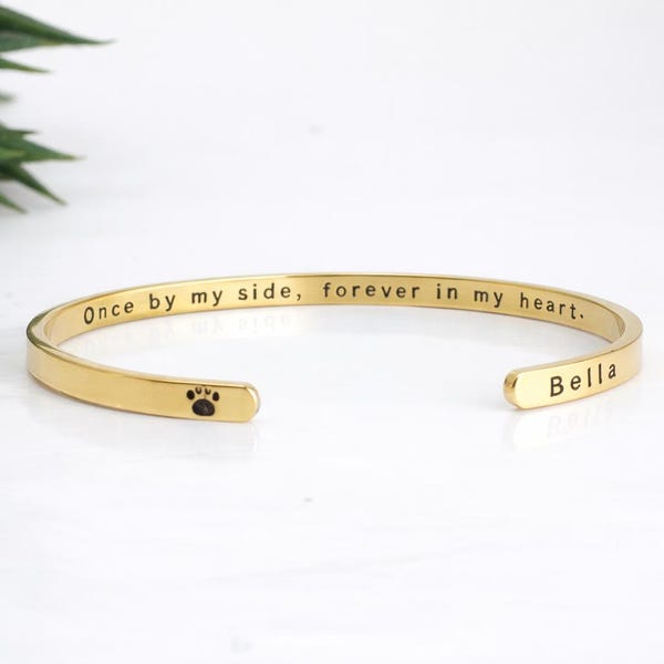 Personalisierte Haustier Erinnerung Armband: Edelstahl Armspange, Hund Verlust Geschenk