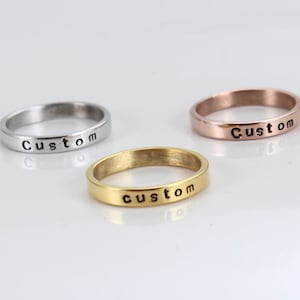 Stainless Steel Ring, Custom Engraving,  Personalized Band Gold/ Rose/ Silver, Ring for Men, Women, Teen Girls, Couple&#39;s Ring