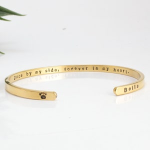 Dog Memorial Gifts Bracelet, Custom Name, Stainless Steel Cuff in Memory of Dog, Cat, Pet Remembrance Jewelry, Loss of Dog Sympathy Gifts image 1