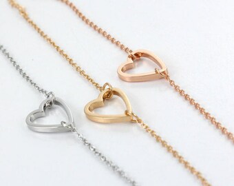 Gold Heart Bracelet - Heart Charm - Mothers Gift - Sisters Gift- Bridesmaid Gift - Wedding - Gift for her