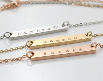 Personalized Name Plate Necklace - Customized Name Bar Necklace - Gold, Silver, Rose Gold Bar Necklace - women gift - Couples Gift