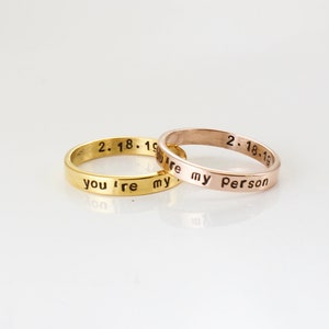 You Are My Person Rings Personalized Couples rings Custom Initials/ Date Rings 14K Gold/ Rose Gold/ Silver Plated Promise Rings image 2