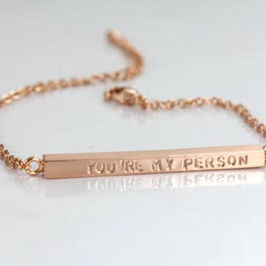 Personalized Engraved Bracelet: Rose Gold, Couples Jewelry