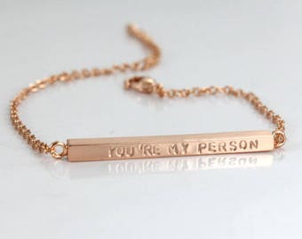 You are my Person Bracelet - Rose/ Gold/ Silver Plated - Couples Bracelet - Personalized - Custom- Greys Anatomy-  Personalized Jewelry