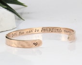 Hammered Stainless Steel Bracelet for Teen Girl, Gifts for Teenage - Inspirational Bracelets for Women - Jewelry Gift for Teen Girls
