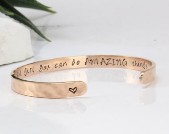 Hammered Stainless Steel Bracelet for Teen Girl, Gifts for Teenage - Inspirational Bracelets for Women - Jewelry Gift for Teen Girls