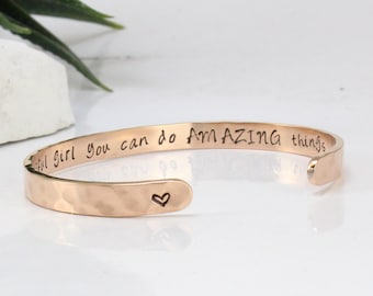 Gehamerde roestvrij stalen armband voor tienermeisje, geschenken voor tienerage - inspirerende armbanden voor vrouwen - sieraden cadeau voor tienermeisjes